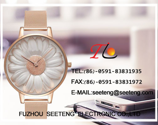 flower design dial and colorful band for ladies watch with alloy band