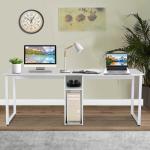 68.35lbs Weight Home Office Computer Table White Two Person Desk