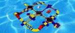 0.9mm PVC Tarpaulin Huge Inflatable Water Parks 40m Diameter With Red / Blue