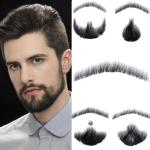 Fake beards, men's realistic human hair synthetic beards, invisible and lifelike