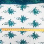 Green Color Teal Spirit Floral Bridal Beaded Lace Fabric On Mesh 100% Polyester