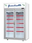 Movable 2 Glass Door Beverage Showcase With Heating Fuse Defrost System Upright