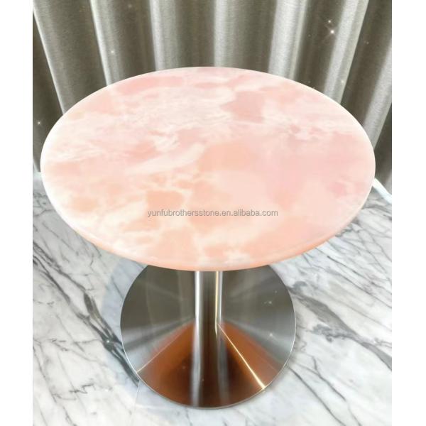 Modern Translucent Crystal Pink Onyx Slab Stone Lamps for Backlit Wall Background Panel