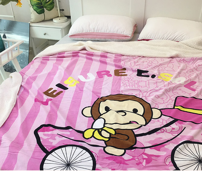 Cute Animal Print Flannel Baby Blanket Screen Printing 100% Polyester Microfiber