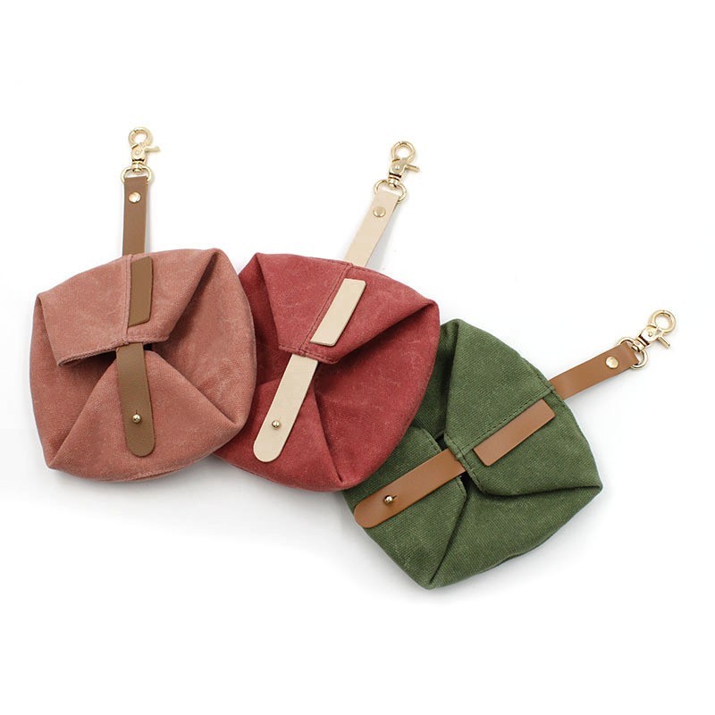 Foldable Waxed Canvas Pet Feeder Bowls Outdoor Portable Travel Dog Food Plate