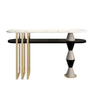 Wholesale Satin Finish Wood And Marble Console Table Brass Gold Custom Made from china suppliers