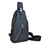 Big Men's Waist Bag Genuine Leather Sling Crossbody with Rhinestones and Zipper