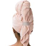 Large Women's Hair Drying Elastic Band Towel Microfiber Wrap with Solid Color