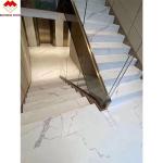 ODM/OEM 18mm Thickness European Design White Grey Grains Marble Carved Stair