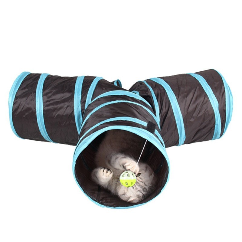 Pet Cat Tunnel Supplies Cat Ring Paper Three-Way Tunnel Cat Toy Drill Climbing Bucket Foldable Cat Channel