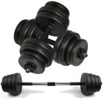 vinyl adjustable dumbbells set, vinyl adjustable dumbbell set with barbell link