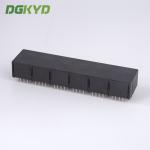 PBT black housing 1x6 ports RJ45 Connectors side entry ethernet switch jack