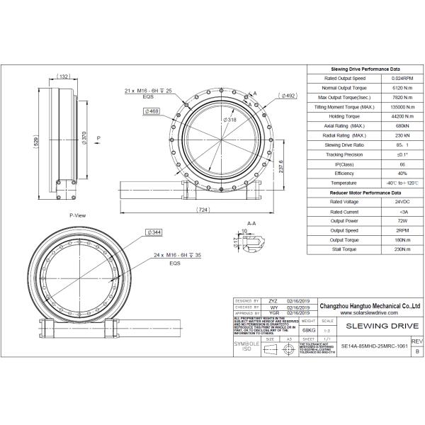 SE14 High Tilting Torque Slew Ring Drive Attached With AC Motor For Construction Machinery