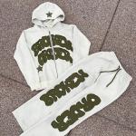Vintage Distressed Patch Applique Embroidery Hoodie Set with Customizable Color