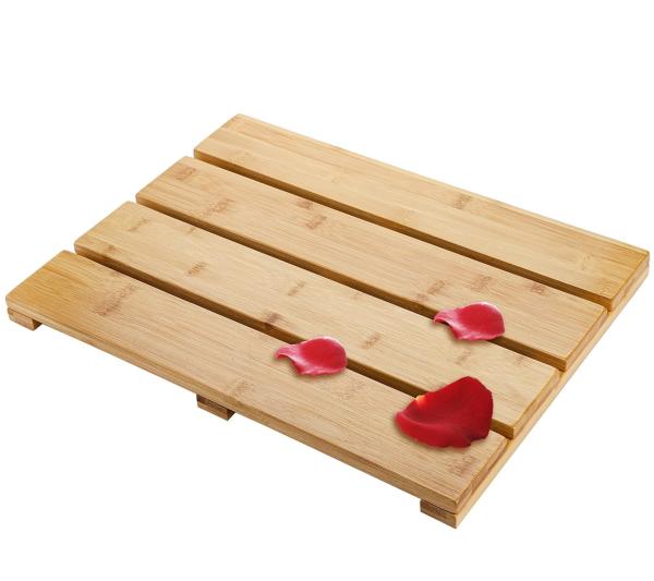 Striped Pattern Bamboo Wood Non Slip Shower Mat 39.88 X 26.17 X 3.05CM for