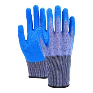 Wholesale Blue Latex Palm Coated Gloves Cut Resistant ANSI Level 4 Gloves For Construction Tasks from china suppliers