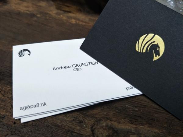 Excellent Quality Customized Black And White Bond Business Card With Gold Foil