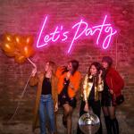 Party Decor RGB Handmade Neon Sign Transparent Acrylic Lets Party Neon Sign