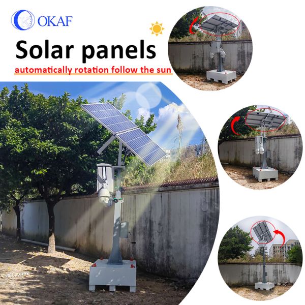 OkTower Self Powered Solar CCTV Surveillance Tower With 4m Hand Crank Telescopic Mast Support 4G Starlink Remote Video
