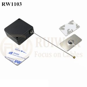 RW1103 Square Retail Security Tether Plus 35X22mm Rectangular Adhesive Metal