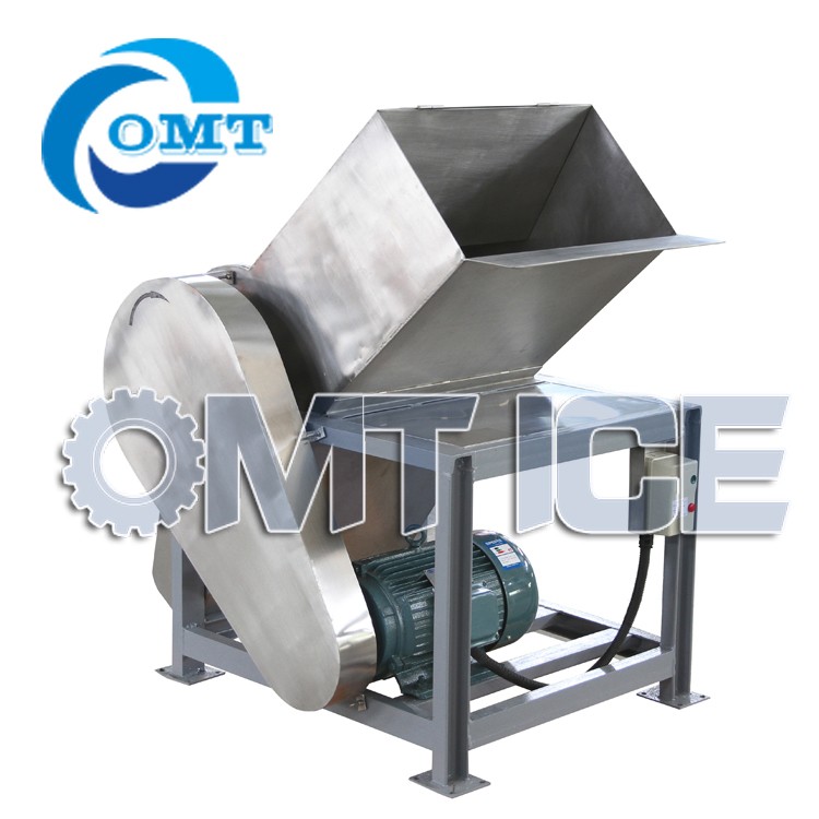 OMT Block Ice Crusher Machine for Crushing 5-100kg Ice Block 1100*750*1100mm Dimensions and 160 KG Weight