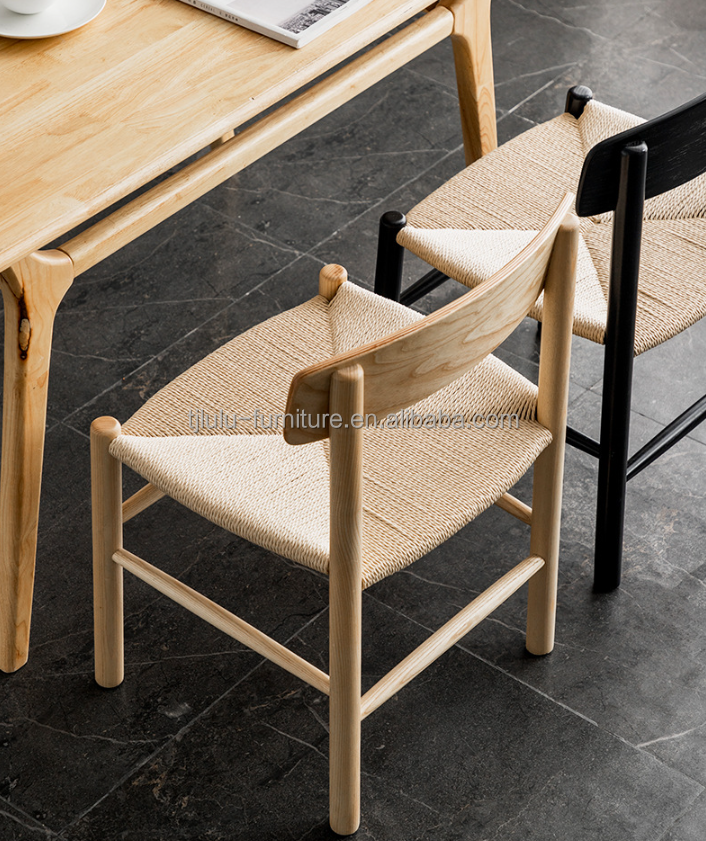 Customized Dining Room Furniture Nordic Wood Dining Chair Rattan Chair