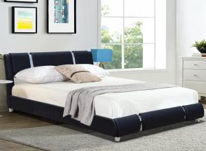 Wholesale Adjustable Headboard Queen Size Platform Bed Frame Black Faux Leather Upholstery Bed from china suppliers