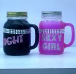 Color Diamonds Fonts Handpainted Glass Container For Kitchen