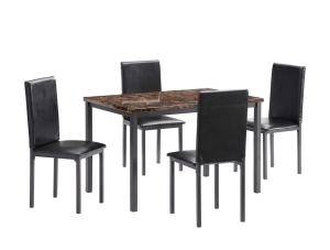 Wholesale Marble Top 41.8&quot; W table 5 Piece Kitchen Table Set 4 Black Faux Leather Upholstery Chairs from china suppliers