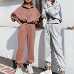 Autumn Winter Jogger Jumper Gym Workout Women Fall 2 Piece Set Crop Top Oversize