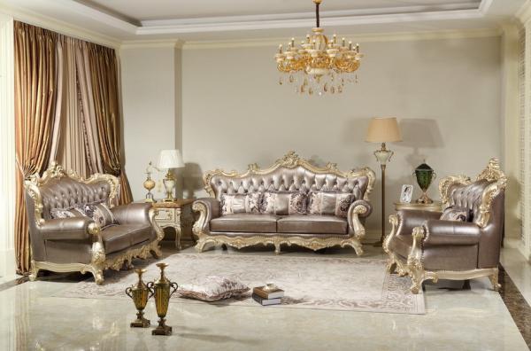 French style Luxury design of Living room Sofa sets 1+2+3 used Beech wood