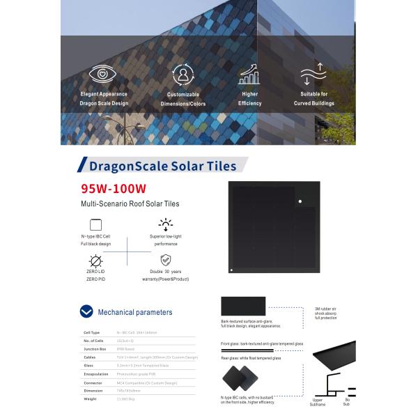 IBC CELLS 45W 75W Bark Textured Solar Tile Replacement For Traditional Roof Tiles
