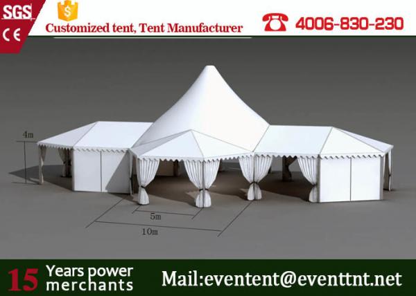 Quality Folding Shade Canopy PVC Fabric , High Peak Frame Tents With Restaurant Seat Cushion for sale