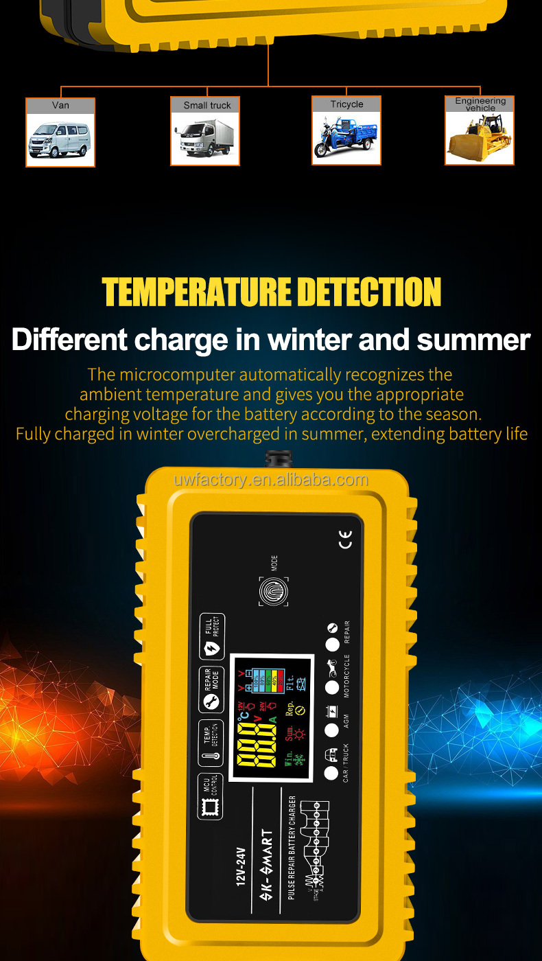 Low Tension Protection Automatic 12V20A 24V10A GEL AGM Lead Acid Battery Charger for Sweeper Golf Cart Forklift Motorcycle