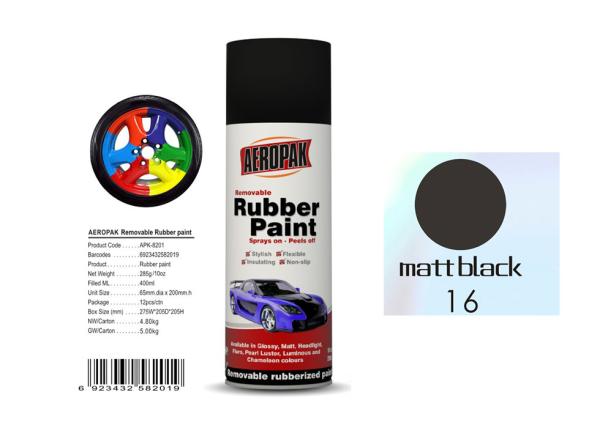 Matt Black Color Removable Rubber Spray Paint , Anti - Sagging Peelable Car