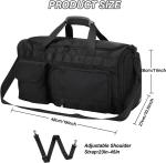 Large Capacity Black Weekender Overnight Bag Custom Travel Bag With Dry And Wet