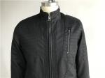 Funnel Collar Mens PU Jacket , Black Polyurethane Quilted Jacket TW82992