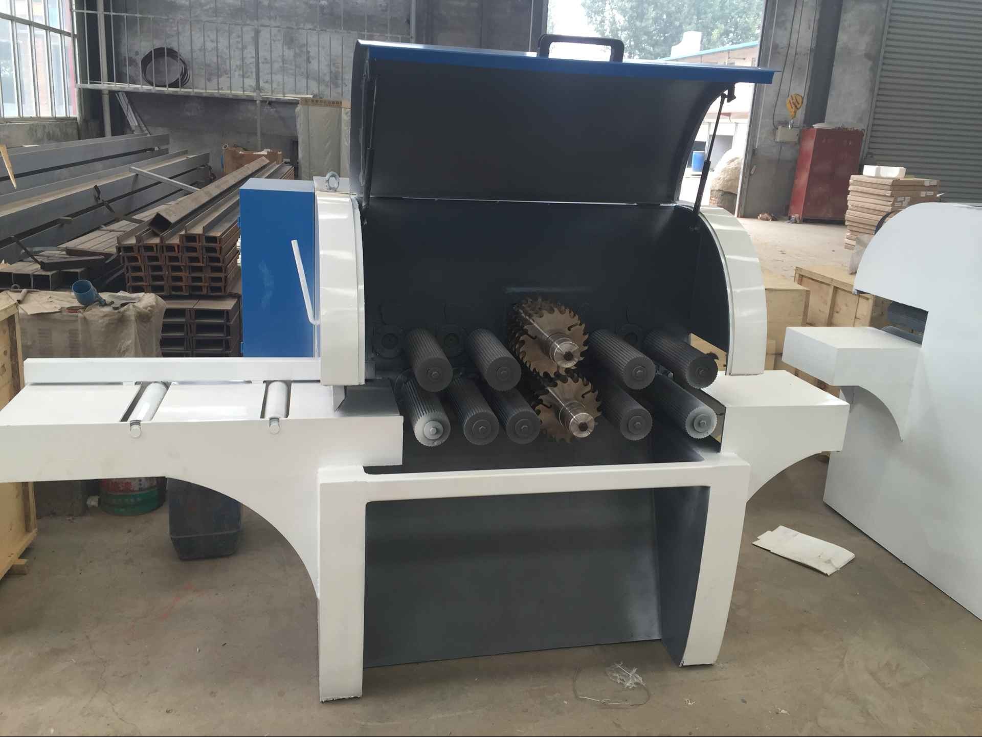 Two Shaft Multiple Blade Rip circular Saw with water cooling blade for wood panel cutting
