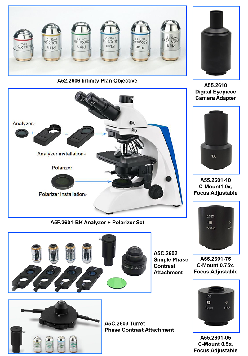 LED Fluorescent Light Microscopy 6V 30W Halogen A16.2603-NL Koehler Illumination