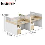 Wooden Modern Style Employee Desk Workstation With Privacy Screen Panel