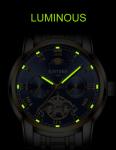KINYUED Luminous clock hands man stainless steel wristwatches automatic