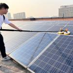 Supported OEM Dual Supply 3.5M Telescopic Pole Solar Cleaning Brush for