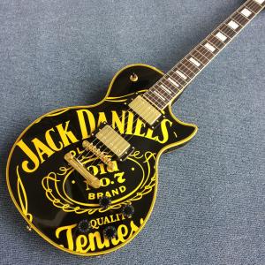 China JACK DANIELS standard LP electric guitar guitar, black and yellow combination, gold pieces, free shipping on sale