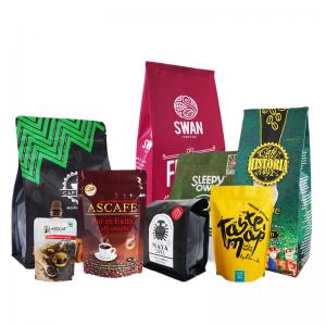 China Custom Plastic Coffee Beans Bag Heat Sealing Aluminum Foil Mylar Bag OEM on sale