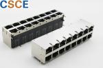 2 * 8 Port Magnetic RJ45 Jack Female Contact / Shield Material Copper Alloy