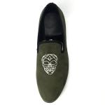 Masonic Light Green Prince Albert Mens Velvet Loafers Slippers All Seasons Use