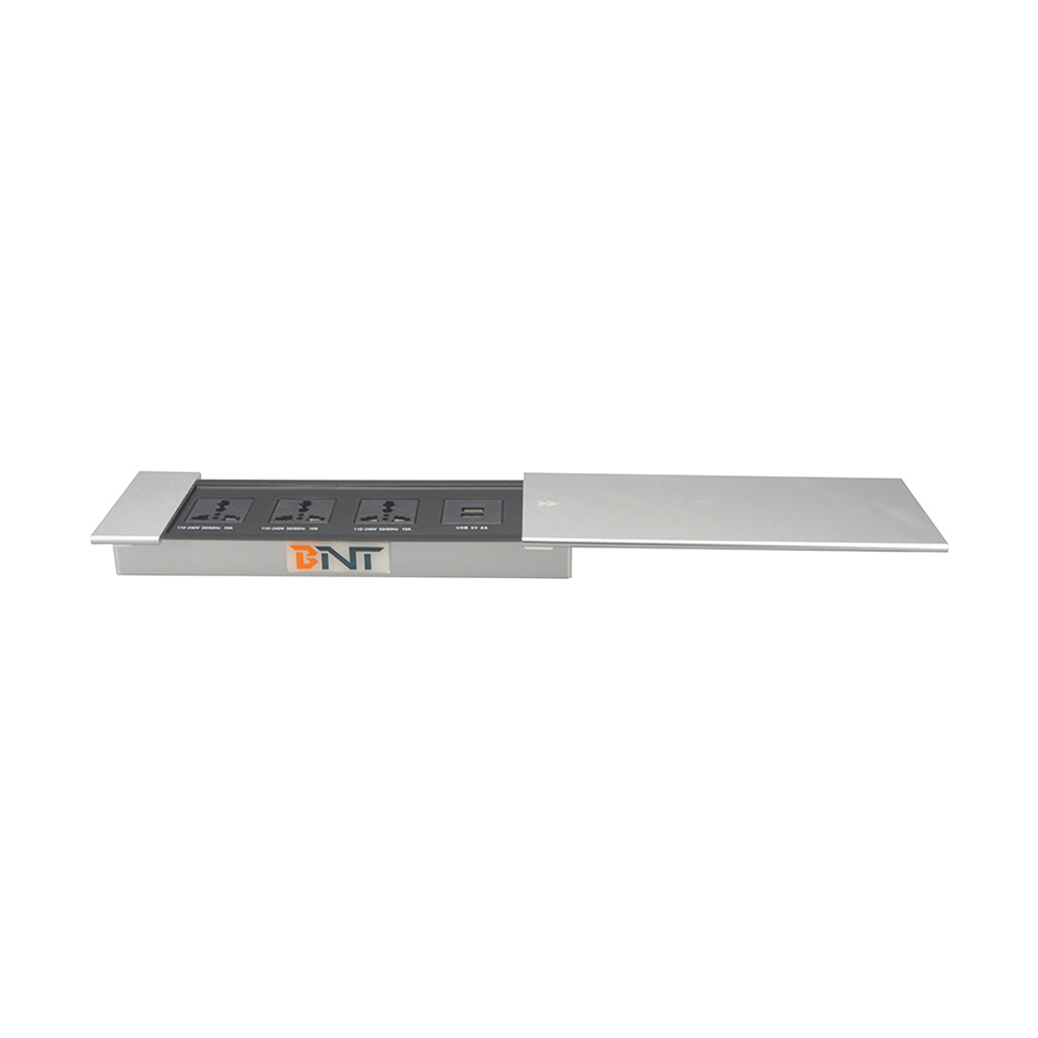 Flush mount desktop slip open power and data conference table socket outlet with usb charger