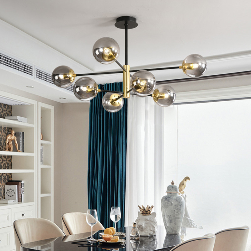 Loft Vintage Loft Chandelier E27 Round Ball Light Ceilling Lamp Black Gold pendant lighting(WH-MI-426)