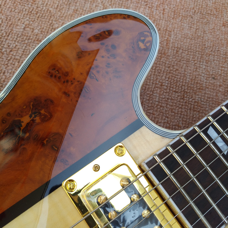 Hollow body jazz 335 electric guitar, Maple top gold hardware electric guitar with Tremolo system, free shipping