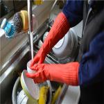 Anti Slip Extra Long Sleeve Rubber Gloves 380mm Length Flocklined / Unlined